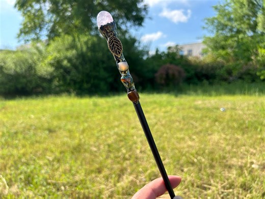 Natural Amethyst Magic Wand, Handcrafted Nature Witch Wand With Gemstones, Wicca Altar & Meditation Tool - Etsy
