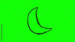 Hand drawn moon frame by frame animation on chroma key green screen background. Stock Video
