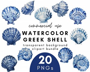 Nautical Watercolor Shell Clipart- 20 Transparent Background PNG Commercial Use Instant Download - Etsy
