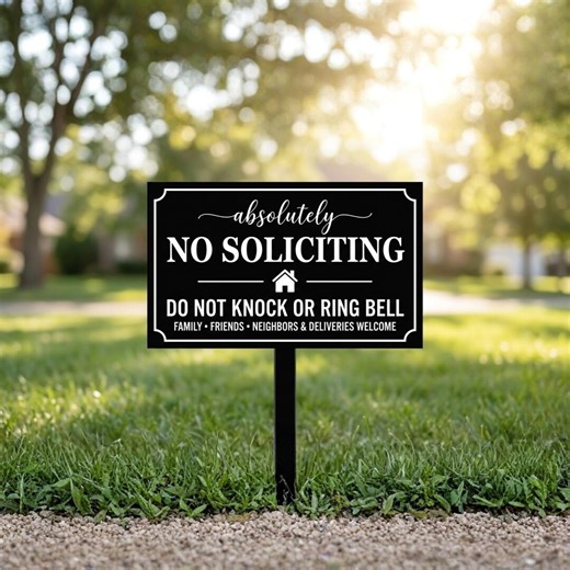 Absolutely No Soliciting Sign, Do Not Knock Yard Sign, No Ring Bell Sign, Home Privacy Outdoor Decor