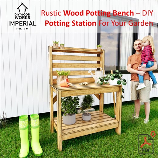 Rustic Wood Potting Bench Plans: DIY Garden Potting Station (imperial) (digital Download) - Etsy
