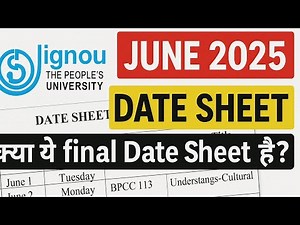 Ignou June 2025 Final Date Sheet | Hall Ticket Ignou June dec 2025 Exam | How to Download Date sheet
