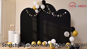 7.2FT 6.6FT 6FT Ivory Wrinkle Free Arch Backdrop Cover Set of 3, Dual Layer Stretchy Spandex Arch Cover, Top Round Chiara Arch Backdrop Stand Covers for Wedding Parties Baby Shower Photo Background