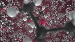 Molecule of methyl tert-butyl ether, conceptual molecular model. Scientific looping 3d animation