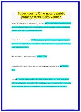 Butler county Ohio notary public practice tests 100 verified2172 636x882