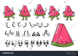 Cartoon Fruit Watermelon Slice Character Construction Stock Vector (Royalty Free) 2433125189 | Shutterstock