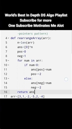 Rearrange Array Elements by Sign (positives=negatives) leetcode-2149 #dsa #algo #live