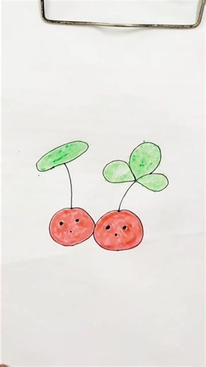 how to draw Cherry 🍒#stepbystepdrawing #shorts #howtodraw #painting #watercolor