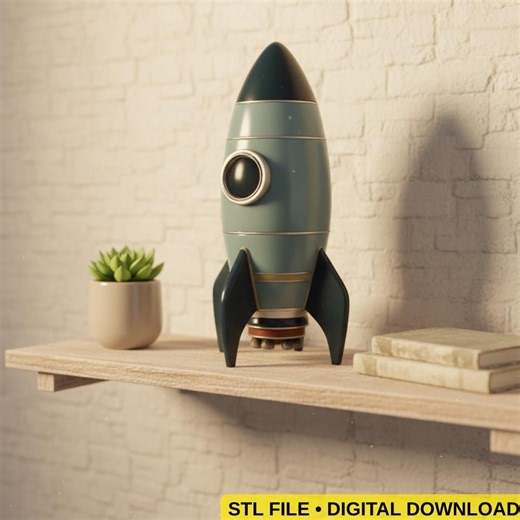 Retro Space Rocket 3D STL File | Atomic Age Rocket Ship | Digital Download - Etsy