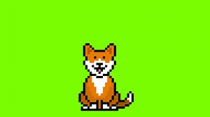 Cute corgi dog with empty thinking bubble pixel art on green screen animation