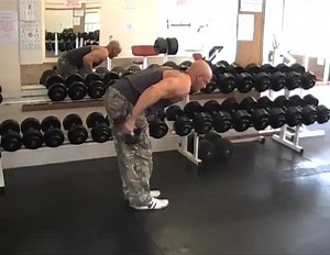 Alternating Bent-Over Dumbbell Kickback