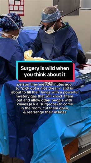 Surgery is pretty gangsta when you think about it. What is even more bizarre to the casual observer is that the patient gives consent to be knocked out and cut open…and the medical staff gets paid to do it. The operating room can be a very bizarre place, but I still love it. If you're entering to be a healthcare professional, give surgery a look. For all of its faults and long hours, it is actually very rewarding work. #surgery #anesthesia #career #medicalschool #surgeon #medicalstudent