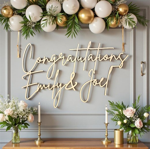 Personalized Engagement Sign With Names: Congratulations Custom Couple Decor | Proposal Party Backdrop - Etsy