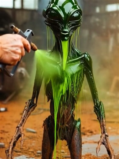 Satisfying Rust Removal on Giant Metal Alien 😱 Glowing Acid Reaction Cleaning Timelapse #alien #viral