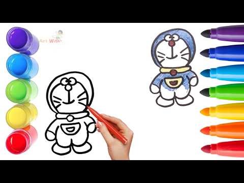 How To Draw cute Doraemon Drawing, Painting & Coloring For Kids and Toddlers_ Child Art 🐋🌈🎨