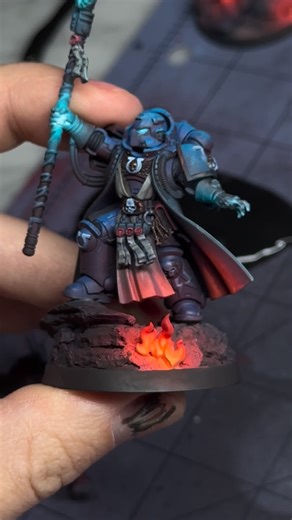 Ultra Astartes on Instagram: "Throwback to Tigirius, one of my first few completed models… OSL stands out much clearer on the dark background, and looking forward to getting some better photos.. and video! Of some of the army… Stay tuned - new painting station is being set up and more content will be coming. #grimdark #wizard #warhammer40k #spacemarines #minipainting #ultramarines #gamesworkshop #miniatures #astartes"