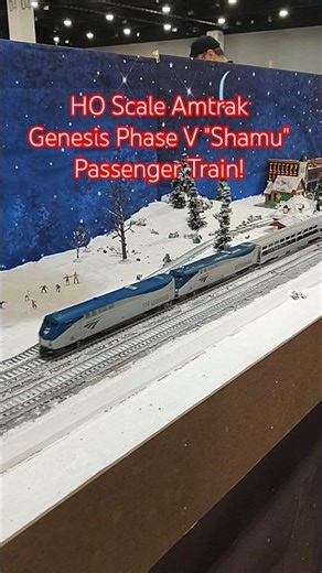 HO Scale Amtrak Genesis Phase V "Shamu" Passenger Train Runs By Winter Station!