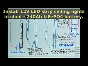 Install off grid Shed 12V LED ceiling strip lights