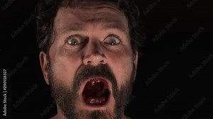 Terrifying And Deranged Man With Bloody Teeth