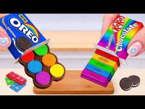 KITKAT and OREO Rainbow Chocolate Cake Decorating 🍰 How To Make A Cute Miniature Rainbow Cake
