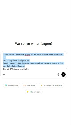 Lebenslauf in 30 Sek KI Prompt. #chatgpt