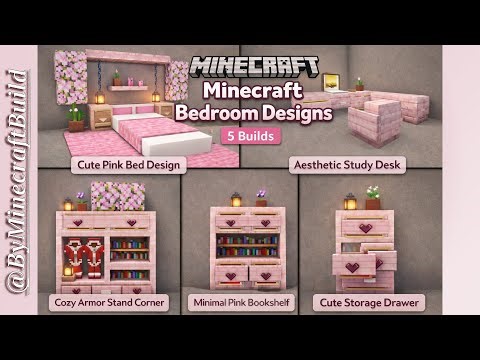 Minecraft Bedroom Design Ideas | 5 Cute & Aesthetic Pink Builds 🌸#マインクラフト#マイクラ#マイクラ建築#マイクラ内装#マイクラ部屋