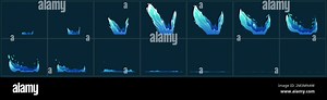 Water splash vfx animation sprite sheet. Stages of liquid aqua splashing motion design elements, sequence frame. Cartoon blue crown splatter stream wi Stock Vector Image & Art - Alamy