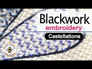 Blackwork Embroidery diaper pattern - castellations