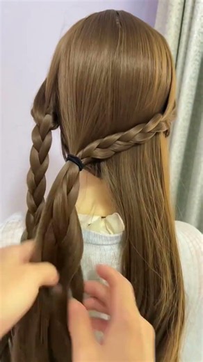 Sweet double pigtails ✨🎀#Simplehairstyle #Hair #Girlhair #Hair braiding tutorial #Hairstyle shorts