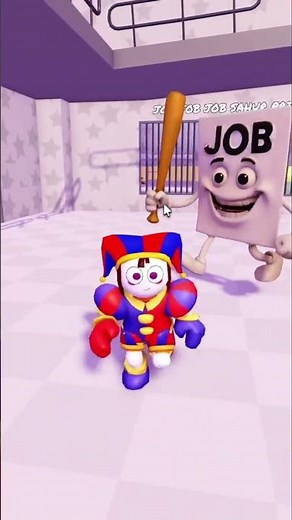 CUTE POMNI KILLED BY 📃JOB JOB JOB SAHUR PRISON RUN! (OBBY) #roblox #scaryobby #shorts #obby