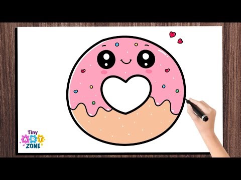How to Draw a Cute Kawaii Donut 🍩 Step by Step | Donut Drawing | Kawaii Drawing
