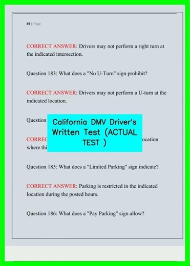 California DMV Driver's Written Test ACTUAL TEST video