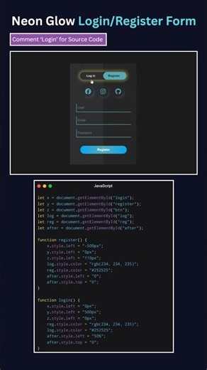 Animated Sliding Login & Register Form UI 🔥 HTML CSS JavaScript #Shorts