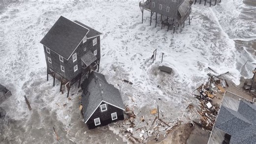 Drone Footage Captures Dramatic Moment House Crashes Into Ocean