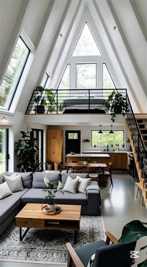 Stunning Modern A-Frame Cabin Tour with Cozy Loft!#AFrameCabin#shorts #CabinTour