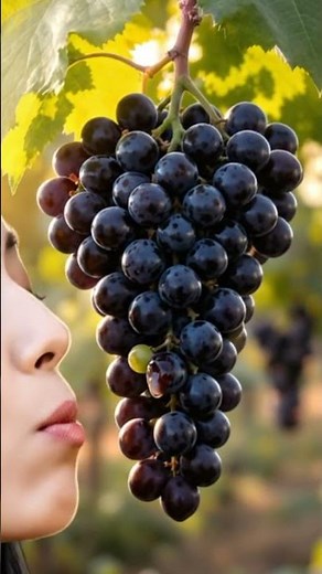 Woman Eating Black Grapes