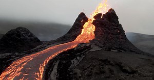 Drone Footage Shot Over Iceland's Erupting Volcano is Incredible