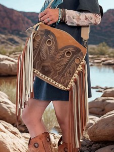 Western Cowboy Boot Purse: Leather Fringe Bag, Studded Detail - Etsy