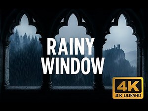 Rainy Window 4K for Projector - Medieval Castle View with Rain Ambience 1 Hour