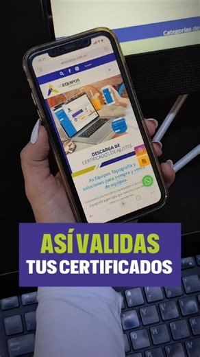 As Equipos Topografia on Instagram: "🔎 ¿Necesitas verificar la autenticidad de tu certificado? ... En nuestra página web puedes validarlo en segundos. Solo ingresa el número consecutivo del certificado y el número de serial del equipo, y el sistema te mostrará: ✔️ Si es original ✔️ A qué equipo corresponde ✔️ Su estado actual Transparencia y respaldo técnico en cada certificación. Verifica. Confirma. Trabaja con tranquilidad.📄🔧"