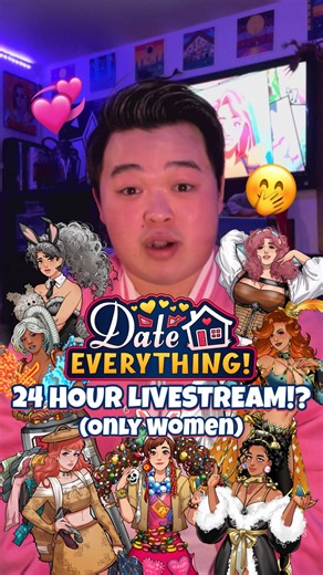 Caden on Instagram: "Date Everything 24 hr V-Day Challenge!💖 . On February 14th, I will be playing #DateEverything for 24 hours trying to see how many love endings I can get with all the women in the game. . 💗 How many will love me? 💔 How many will hate me? 🛌 And will it all prepare me to talk to my favorite character Betty at the end? 👀 Or will I be too tired and simply fall asleep? . Find out by following me at Twitch.tv/CouldBeCaden! Link in my bio! 🔗 . #DateEverythingFanArt #DateEveryt