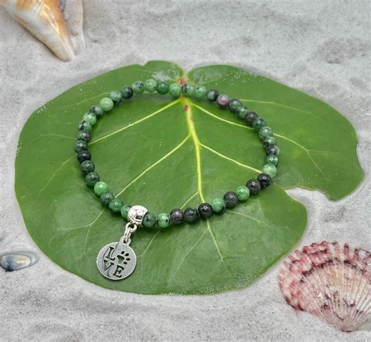 Fur-ever Friendship - Natural Ruby Zoisite Bracelet W/ Charm - Etsy Canada