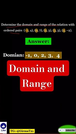 Determine the domain and range of the relation with ordered pairs‪@mathT_21‬