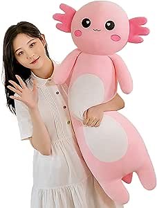 Somao Long Axolotl Plush Pillow, Cute Axolotl Stuffed Animal Body Plush Soft Plushies Doll Toy for Girls Boys(80cm/31.4inch,Pink)