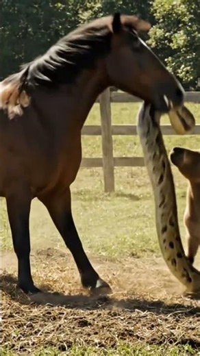 🐎⚡Horse rushed in — and saved its child! HorseVsPython #AnimalRescue #WildlifeDrama #NaturePower