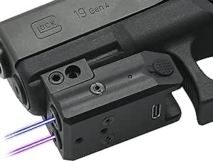 HiLight P3PB Blue and Purple Laser Tactical Flashlight, USB-C Rechargeable Battery, Fits Weaver or Picatinny Rails, Lightweight and Durable