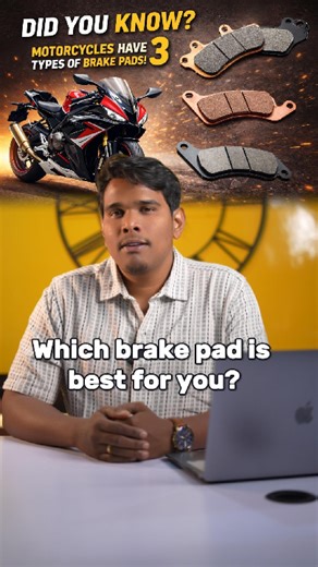 Sunil Cherry on Instagram: "Do you know there are 3 types of motorcycle brake pads? 🏍️ Organic, Ceramic, and Sintered — each one is designed for a different riding style. City rides, highway cruising, or track performance — choosing the right brake pad improves braking performance, safety, and control. Which one are you using? 🔥 motorcycle brake pads, best brake pad for bike, organic vs sintered brake pads, ceramic brake pads, bike braking performance, riding safety tips, motorcycle maintenanc