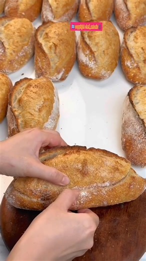 Baguette 🥖 recipe for homemade preparation take a bowl lukewarm water 340ml Instant yeast 5g stir well bread flour 250g stir well cover the dough refrigerator for 12 hours next day make the baguette take the dough from the fridge let it stay in room temperature 50min add 250g bread flour salt 2.5g stir well knead the dough cover the dough rest the dough for 60min separate the dough into 250g each piece flour on the working surface make the baguette sprinkle flour on the dough roll out dough sha