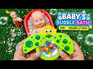 Baby Doll Bead Bath Time ASMR 🧼 Crunchy Beads & Colorful Toys Satisfying