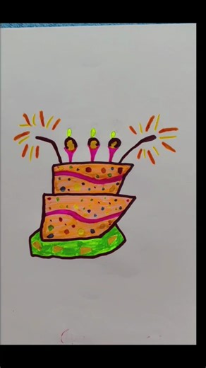 Cake drawing video ll Very Easy #cake #art #short #youtubeshorts